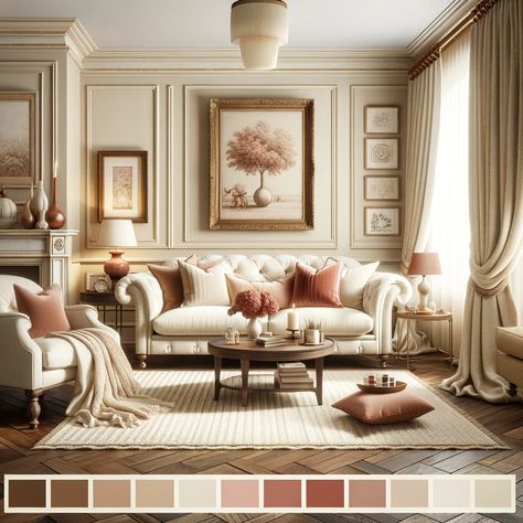 rosewood and cream living room Cream Painted Living Room, Cream Wall Living Room, Small Classic Living Room, Gold Couch Living Room Color Palettes, Cream Family Room, Cream Living Room Walls, Beige Wall Living Room, Sage Living Room Ideas, Cream Walls Living Room