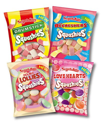 Squashies Candy Bag Packaging Design, Candy Packaging Ideas, Popsicles Packaging, Candy Packaging Design, Healthy Food Packaging, Chocolate Candy Brands, Champagne Gummy Bears, British Sweets, Biscuits Packaging