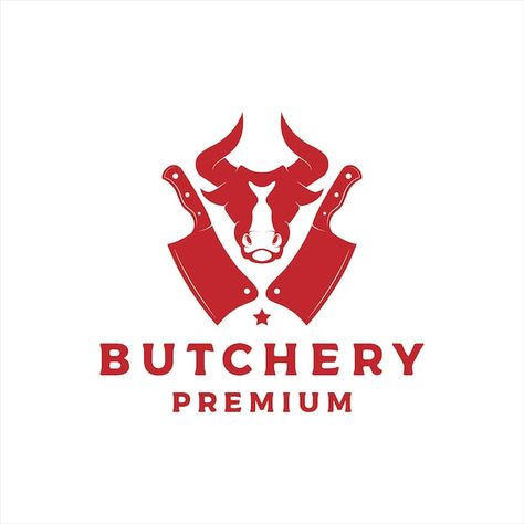 Butchery Logo, Knife Icon, Logo Online Shop, Goat Logo, Meat Shop, Online Logo Design, Bull Head, Online Shop Design, Butcher Shop