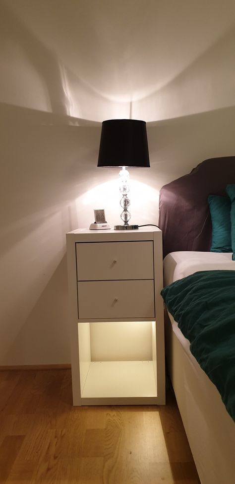 Kallax As Bedside Table, Bedside Table High Bed, Ikea Kallax Bedside Table, Kallax Bedside Table Hack, Kallax Nightstand Bedside Tables, Kallax Hack Nightstand, Night Table Ikea, Ikea Kallax Nightstand, Kallax Nightstand Hack