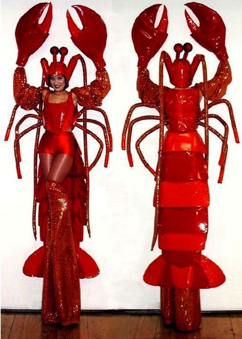 Lobster Costume Womens, Over The Top Costumes, Crab Costume Women, Lobster Costume Diy, Crawfish Costume, Oyster Costume, Obscure Halloween Costumes, Lobster Fashion, Lobster Outfit