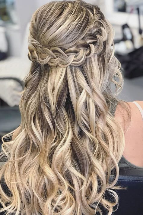 30 Beautiful And Simple Wedding Hairstyles ❤ simple wedding hairstyles half up half down with curls and braids happilyeverafterhair #weddingforward #wedding #bride #weddinghairstyles #simpleweddinghairstyles Easy Wedding Hairstyles, Sweet 16 Hairstyles, Formal Hairstyles For Long Hair, Diy Wedding Hair, Easy Wedding, Simple Wedding Hairstyles, Quince Hairstyles, Long Hair Wedding Styles, Prom Hairstyles For Long Hair