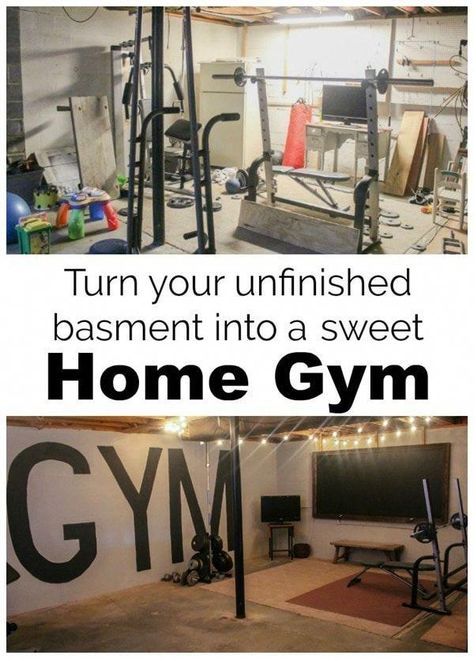 How we created an industrial style home gym in our unfinished basement on a tiny budget of only $100. This basement gym is full of DIY projects and simple ideas to create a stylish and functional gym on a budget. #basementideas Unfinished Basement Bedroom, Basement Home Gym, Basement Gym Ideas, Home Gym On A Budget, Small Home Gym Ideas, Home Gym Basement, Small Home Gym, Home Gym Garage, Industrial Style Home