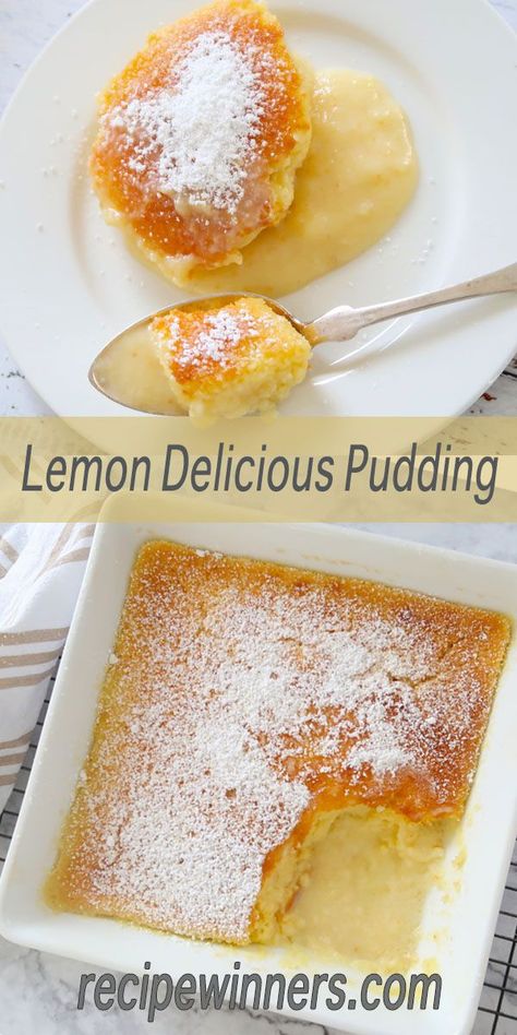 Lemon Sponge Pudding Recipe, Baked Puddings Recipes, Hot Pudding Recipes Desserts, Quick Pudding Recipes, Lemon Lime Recipes, Recipes To Use Up Lemons, Lemon Deserts Ideas, Baked Pudding Recipes, Lemon Layered Dessert