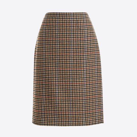 J.Crew - Pencil skirt in houndstooth Winter Pencil Skirt, Houndstooth Pencil Skirt, Godet Skirt, Size 16 Women, Pencil Silhouette, Cotton Midi Skirt, Chic Coat, Minimalist Capsule Wardrobe, Winter Capsule Wardrobe