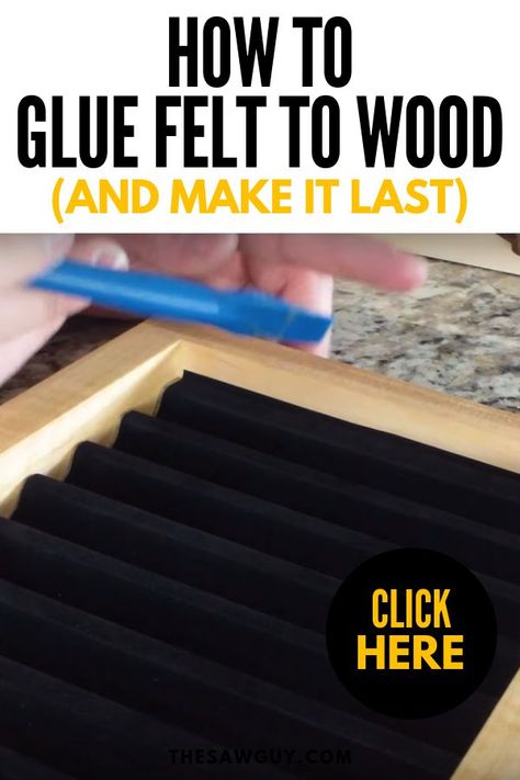 Making your own DIY jewelry box? If you're planning to line it with felt, check out our guide on how to glue felt to wood (and make it last). It's a tricky task, but we've got your covered. Click on.  #thesawguy #DIYcrafts #howtogluefelttowood #DIYtips #woodworking #woodprojects #jewelrybox #feltbox #boxlining How To Make A Jewelry Box Diy, Diy Jewlery Box, Diy Jewelry Box, Jewelry Box Plans, Box Makeover, Felt Glue, Jewelry Box Makeover, Organizer Diy, Textured Wood