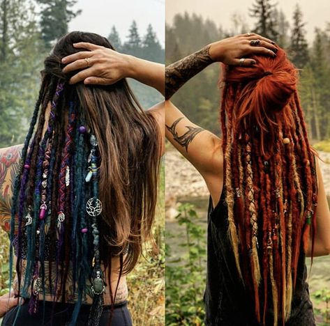 Viking Style Dreadlocks, How To Style Dreadlock Extensions, Boho Hippy Hairstyles, Dreads With Jewellery, Viking Hair Dreadlocks, Braid Dreads For Women, Peek A Boo Dreadlocks, Under Hair Dreads, Synthetic Dread Hairstyles