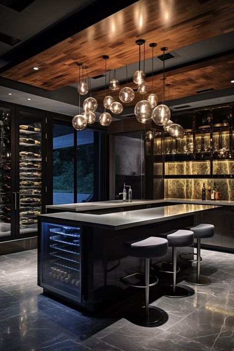 60+ Jaw-Dropping Dream Basements to Inspire Your Decor - Days Inspired Elegant Basement Bar, Moody Basement Bar, Basement Luxury, Moody Basement, Home Lounge Room, Dahl House, Chimney Ideas, Basement Bar Remodel, Luxury Basement