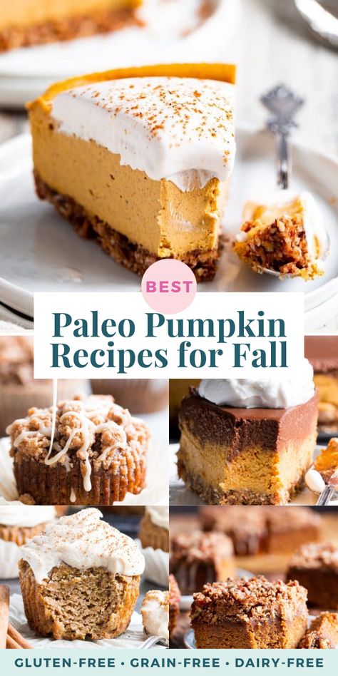 Paleo Fall Desserts, Paleo Pumpkin Dessert, Paleo Pumpkin Bars, Paleo Pumpkin Recipes, Pumpkin Cookies Healthy, Dairy Free Pumpkin Pie, Paleo Pumpkin Bread, Dairy Free Pumpkin, Excited For Fall