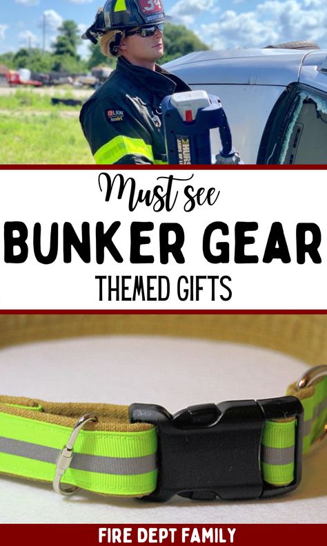 Must See 👀 Bunker Gear Gifts for Firefighters! find cool upcycled Firefighter Bunker gear gifts! Perfect gift for a firefighter. #firefighter Gifts For Firefighters Boyfriends, Wildland Firefighter Gear, Firefighter Jacket, Firefighter Boyfriend, Gifts For Firefighters, Firefighter Custom, Firefighter Christmas, Fire Gear, Turnout Gear