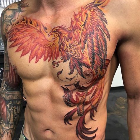 Phoenix Tattoo Men, Phoenix Back Tattoo, Best Tattoo Ideas For Men, Mens Body Tattoos, Catrina Tattoo, The Trend Spotter, Phoenix Tattoo Design, Cool Chest Tattoos, Best Tattoo Ideas