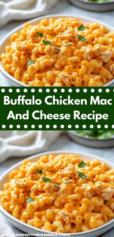 Searching for a fun twist on traditional mac and cheese? This Buffalo Chicken Mac and Cheese is not only delicious but also family-friendly. Enjoy a comforting dish that brings everyone to the table!" Buffalo Mac And Cheese Recipe Baked, Crockpot Buffalo Chicken Mac And Cheese, Mac And Cheese Bowls With Chicken, Buffalo Chicken Mac And Cheese Baked, Homemade Buffalo Chicken Mac And Cheese, Buffalo Chicken Mac And Cheese Casserole, Buffalo Mac N Cheese, Buffalo Chicken Bacon Mac And Cheese, Buff Chicken Mac And Cheese