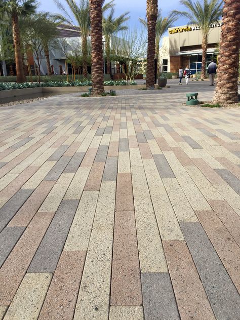 The color combination is just amazing... #ackerstone #linearpavers #pavers #lasvegas #nevada #summerlin Parking Tiles Design, Pavement Bricks, Concrete Block Paving, Interlocking Pavers, Pavement Design, Paving Pattern, Hotel Facade, Paving Design, Block Paving