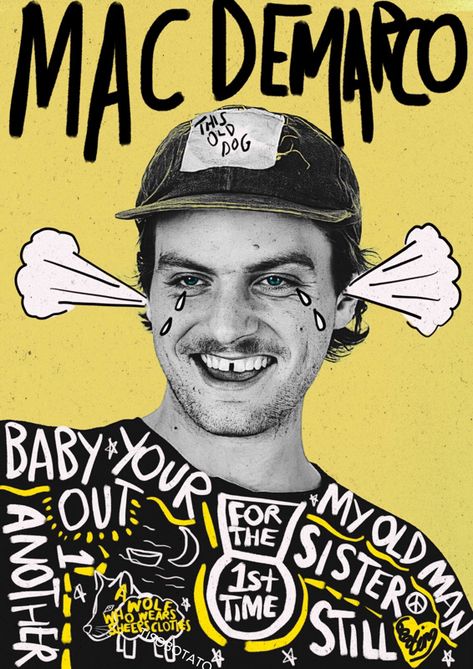 Bedroom Poster of Mac Demarco Max Demarco, Mac Demarco Poster, Mac Demarco, Concept Poster, Grunge Posters, Poster Project, Old Dog, Dorm Posters, Dog Poster