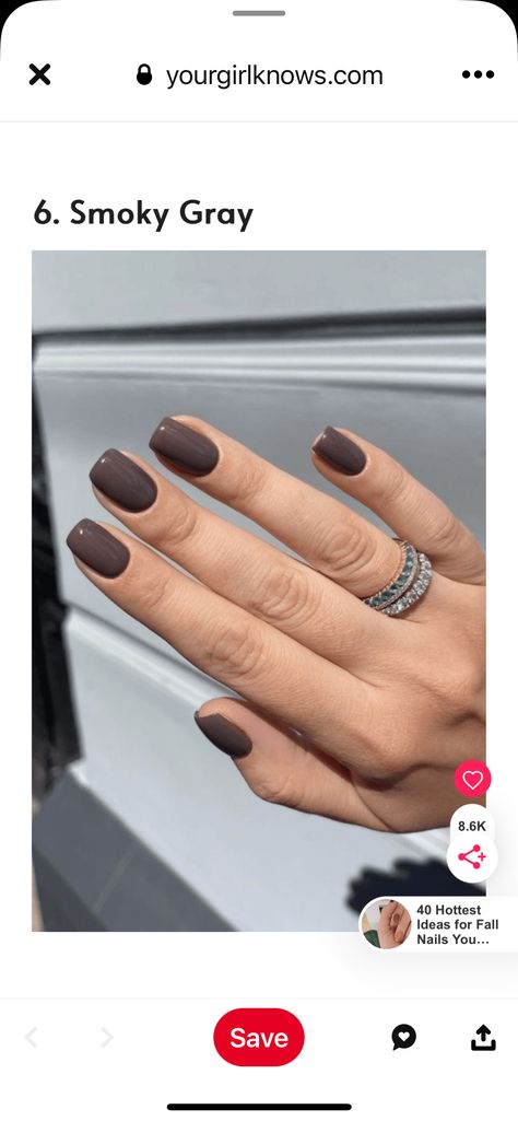 Brown Grey Nails, Grey Brown Nails, Cappuccino Nails, Dark Grey Nails, Taupe Nails, Grey Nails, Gray Nails, Dark Nails, Brown Nails