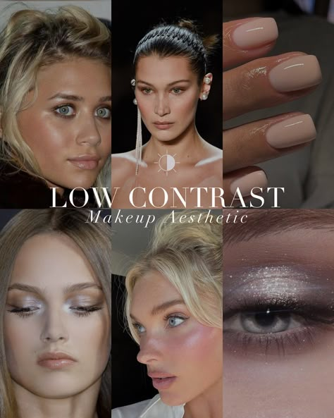 Did you know your contrast levels impact which makeup is most harmonious for your features? 🖤 . #coloranalysismakeup #coloranalysis #coloranalyst #colouranalysis #makeupaesthetic Soft Summer Eyes, Cool Summer Makeup Palette, Light Summer Makeup Looks, Soft Summer Makeup Looks, Low Contrast Outfits, Low Contrast Makeup, True Summer Hair, Color Theory Makeup, Makeup Soft Summer