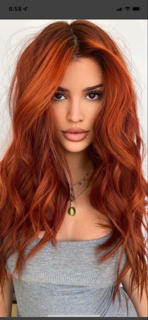 Red Hair 2023 Trends Women, Trendy Red Hair Color, Ginger Red Balayage, Deep Ginger Hair With Highlights, Popular Hair 2023, Dimensional Orange Hair, Red Hair For Medium Skin Tone, Red Hair With Blue Underneath, Copper Blonde Color Block