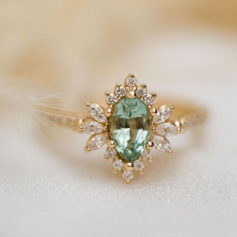 Lavender Creek Gems, Gem Stone Engagement Ring, Teal Engagement Ring, Aquamarine Engagement Ring Vintage, Engaged Ring, Different Engagement Rings, Engagement Rings Antique, Wedding Ring Tattoo, Aesthetic Rings