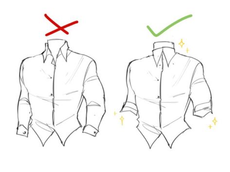 Flannel Art Reference, How To Draw Button Up Shirt, Open Shirt Drawing, Blouse Drawing Reference, Compression Shirt Drawing, How To Draw A Tie, Shirt Wrinkles Reference, Taking Shirt Off Reference Drawing, Bowtie Drawing