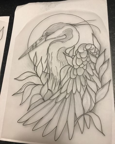 heron tattoo Blue Heron Tattoo, Black And Grey Tattoo Design, Grey Tattoo Design, Heron Tattoo, Celtic Tattoo Symbols, Animal Sleeve, Pocket Watch Tattoos, Totem Tattoo, Mother Nature Tattoos