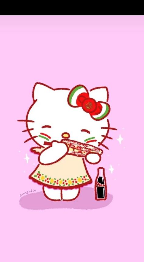 Mexico Hello Kitty, Mexican Hello Kitty, Spanish Club Ideas, Kawaii App, Las Bratz, Spanish Club, Hello Kitty Imagenes, Hello Kitty Wallpapers, Doll Template