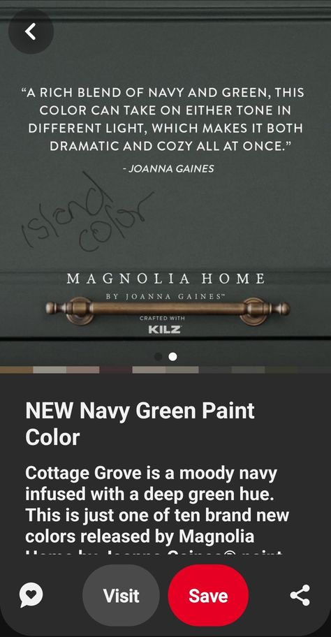 Magnolia Home Cottage Grove, Cottage Grove Magnolia Paint, Joanna Gaines Paint, Magnolia Paint, Cottage Grove, Painted Cottage, Green Paint Colors, Bedroom Paint Colors, Joanna Gaines