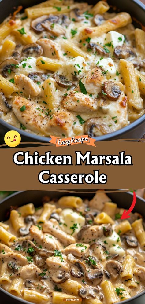 Recipes With Marsala Wine, Chicken Marcella Recipes, Easy Family Casserole Recipes, Comfort Fall Food Dinners, Chicken Thigh Casserole Recipes Baked, Crockpot Chicken Marsala Recipes, Easy Chicken Marsala Casserole, Chicken Marsala For A Crowd, Authentic Chicken Marsala