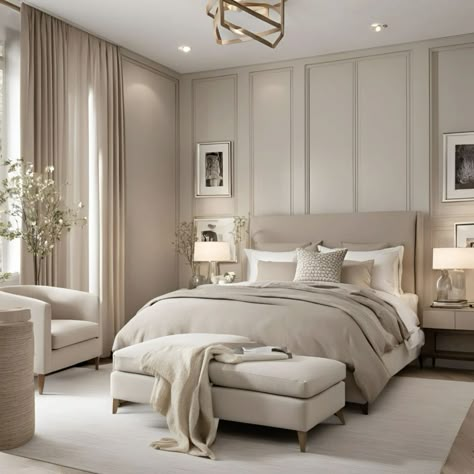 Transform your sleep space into a sanctuary of modern luxury with these elegant bedroom designs. From sleek furniture to sumptuous textures, discover the perfect blend of comfort and sophistication. Follow for inspiration on how to create a stylish and serene bedroom retreat.#ModernLuxury #BedroomGoals #InteriorDesign #LuxuryLiving #HomeDecor #DreamBedroom #BedroomInspo #ChicInteriors #ContemporaryDesign #InteriorInspiration Classic Luxury Bedroom, Upholstered Bed Bedroom, Bedroom Upholstered Bed, 2024 Color Palette, Mood Board Bedroom, Bedrooms Inspiration, Elegant Bedroom Design, Neutral Bedroom Decor, Bedroom Mood Board