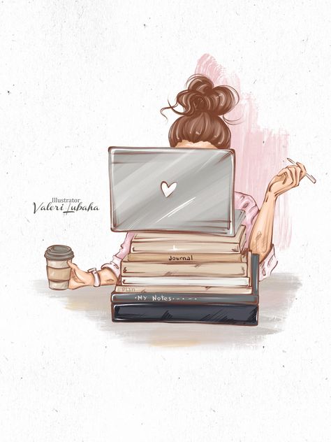 Study Girl Cartoon, Girly Art Illustrations Studying, The Office Clipart, Boss Lady Illustration, Girl Writing Illustration, Studying Girl Illustration Wallpaper, Rest Illustration, Job Drawing, Woman On The Phone