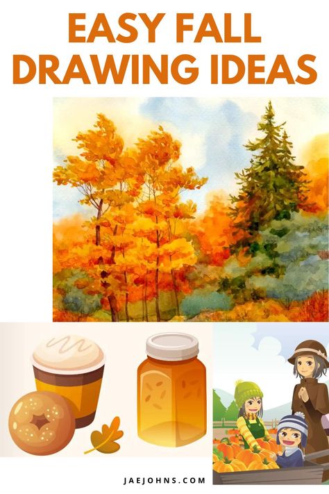 Do you want something easy to draw that conveys the fall season? Are you looking for fall drawing ideas that you can draw in minutes? The post 27 Fall Drawing Ideas (Easy & Fun) appeared first on Jae Johns. Drawing Fall Ideas, Fall Themed Drawings, Something Easy To Draw, Acorn Drawing, Fall Drawing Ideas, Cool Designs To Draw, Drawing Fall, Art Careers, Fall Drawings