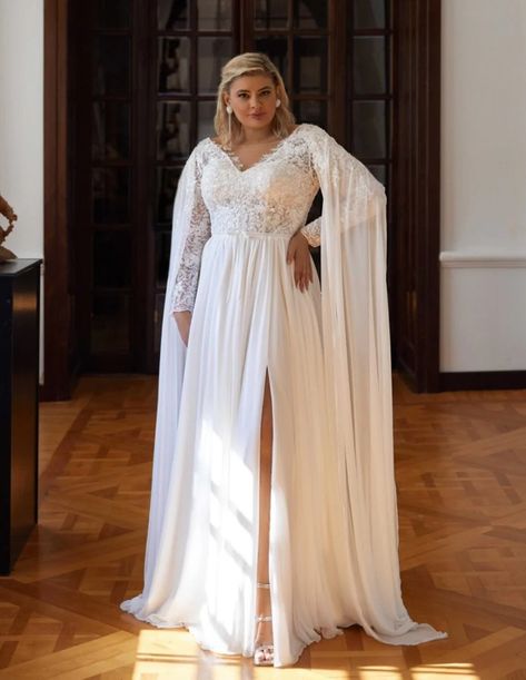 Plus Size Wedding Dress Wedding Gown Big Size a Line Plus Size Wedding Dress Lace Wedding Plus Size Dress a Line Lace Custom Gown With Cape - Etsy Croatia Plus Size Boho Wedding Dress Long Sleeve, Plus Size Wedding Dress With Cape, Summer Wedding Dress Plus Size, Plus Size Wedding Gowns With Sleeves, Wedding Plus Size Dress, Midsize Wedding Dress, Plus Size Boho Wedding Dress, Plus Size Wedding Dresses Curvy Bride, Elegant Long Sleeve Wedding Dresses