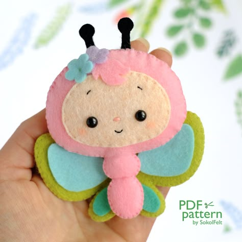 Felt Crafts Diy Sewing Patterns, Felt Butterfly Pattern, Felt Patterns Free, Bug Plush, Diy Felt Garland, Felt Turtle, Felt Butterfly, Felt Toys Diy, Svg Patterns