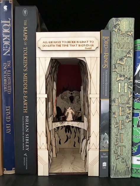 Book Nooks by Hemispheres Co Lord Of The Rings Diy, John Howe, Bookshelf Art, Rings Diy, Creative Books, Book Nook, Gandalf, Miniature Books, Art Objects