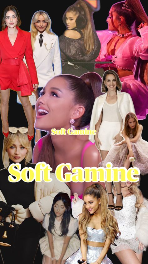 These celebrities, like Sabrina Carpenter, highlight the playful, feminine, and slightly sharp characteristics that make up the Soft Gamine type. Sabrina Carpenter Soft, Soft Gamine Kibbe, Gamine Body Type, Soft Gamine, Sabrina Carpenter, Body Types, Body Care, Make Up, Celebrities