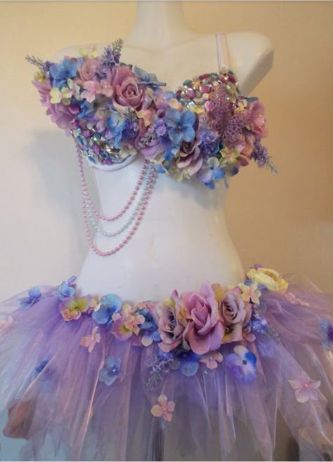 Fantasy tutu Nocturnal Wonderland, Fairy Wonderland, Diy Outfits, Flower Costume, Burlesque Costumes, Fairy Dresses, Rave Bra, Fairy Clothes, Pink And Blue Flowers