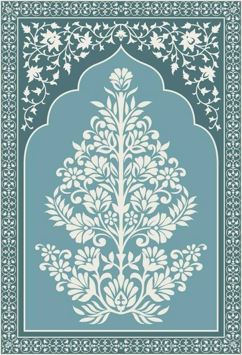 Mughal Print Pattern, Indian Patterns Textiles, Asian Design Pattern, Indian Floral Pattern, Mughal Flowers, Wedding Illustration Card, Flower Stencil Patterns, Digital Print Textiles, Indian Motif