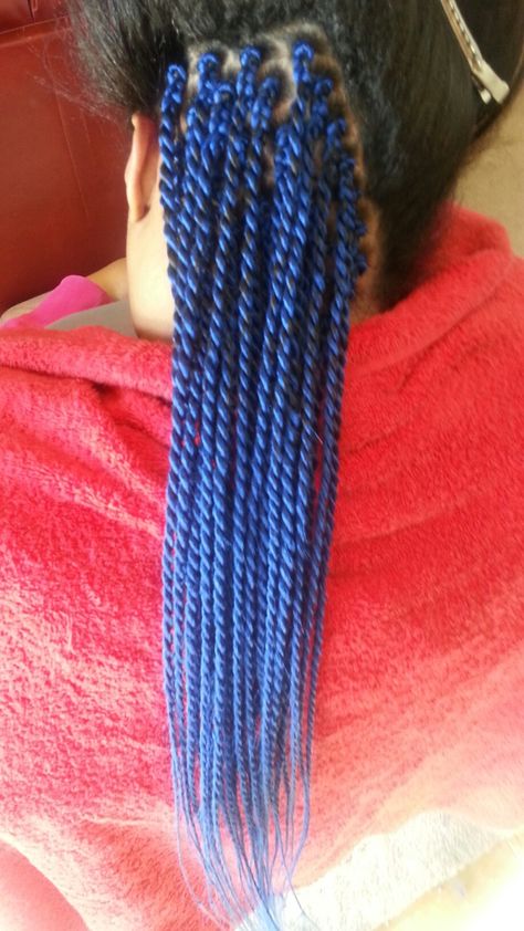 Blue Senegalese twist process Blue Senegalese Twist, Twist Braid, Twist Braid Hairstyles, Senegalese Twist, Braid Hairstyles, Twist Braids, Braided Hairstyles, Hair Wrap, Dreadlocks