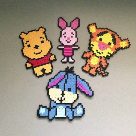 Winnie the Pooh and friends hama perler beads by christina_eats Pixel Art Animals, Hama Beads Disney, Beads Animals, Hama Disney, Plastic Lace, Pixel Beads, Pooh And Friends, Pearl Beads Pattern, Easy Perler Beads Ideas