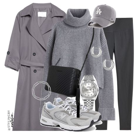 Grey Cap Outfit, Grey Bag Outfit, Grey Jumper Outfit, All Grey Outfit, New Balance 530 Outfit, New Balance 530 Trainers, Grey Leggings Outfit, Trainers Outfit, New Balance Outfit