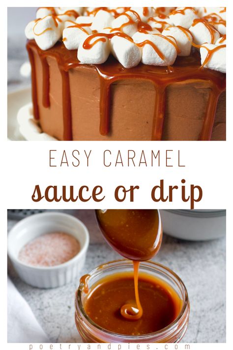 Caramel Ganache Drip, Easy Caramel Sauce, Cake Drip, Caramel Ganache, Pumpkin Pie Ice Cream, Pumpkin Bread Pudding, Easy Caramel, Pumpkin Coffee Cakes, Layered Desserts