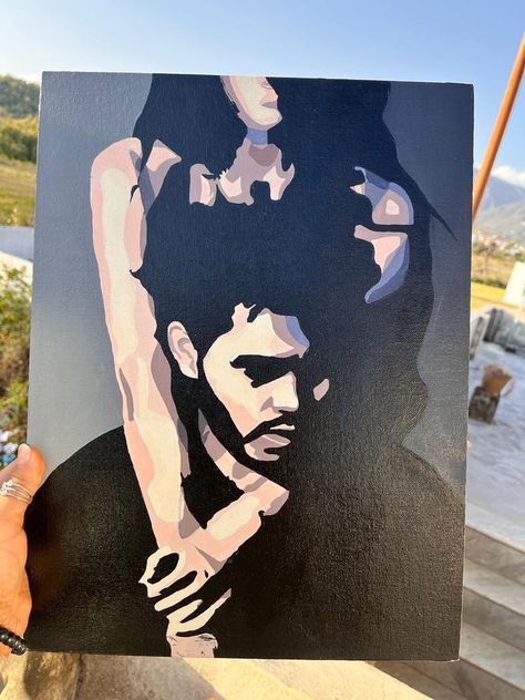 The Weeknd Art Drawing, Kanye Painting, Trilogy Painting, The Weeknd Painting, Canvas Painting Patterns, The Weeknd Drawing, Weeknd Trilogy, Room Portrait, The Weeknd Trilogy