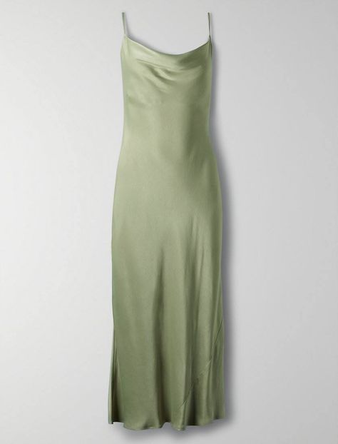 Wilfred Canto Dress-$49.99 Planning Outfits, Silk Formal Dress, Green Slip Dress, Birthday Picnic, Green Silk Dresses, Bridesmaid Ideas, Random Fashion, Olive Green Dresses, Silky Dress