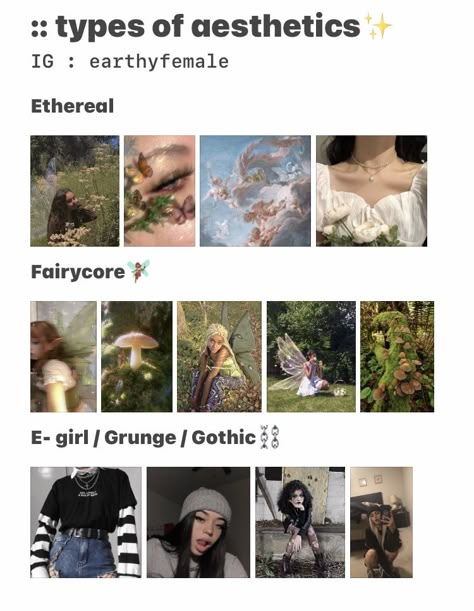 Clothing Aestethic Types, Types Of Cores List, Different Types Of Aesthetic Cores, Different Types Of Core Aesthetic, Types Of Female Aesthetics, Eight Core Style Aesthetic Types, Types Of Instagram Aesthetics, Different Kinds Of Aesthetic Cores, Types Of Clothing Aesthetics List