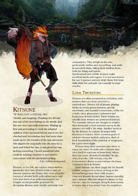 Kitsune D&D - Album on Imgur Kitsune Dnd, 5e Races, Dungeons And Dragons Races, D D Races, Dungeons And Dragons Memes, Dnd Races, Dnd Classes, Character Making, Dungeons And Dragons Classes