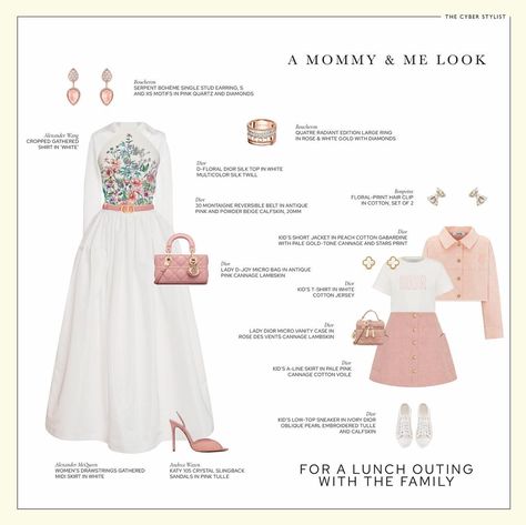 a mommy & me look — for a lunch outing with the family what do you think of this look? In this look: Shirt: Alexander Wang | Skirt:… | Instagram Andrea Wazen, Alexander Wang Skirt, Luxurious Clothes, Mom And Baby Outfits, Dressy Hats, Lux Life, Babies Stuff, Elegant Dresses Classy, Baby Hair Accessories