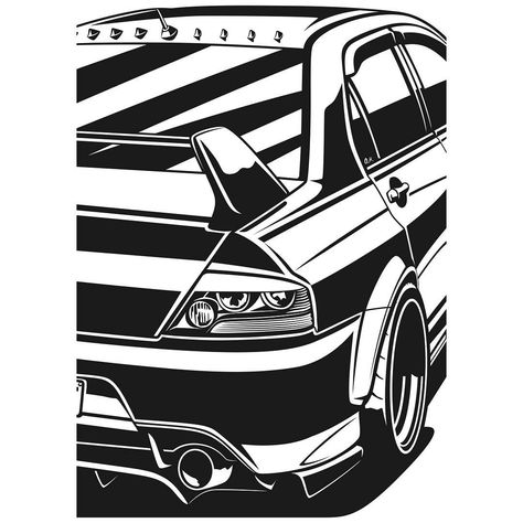 Oleg Markaryan on Instagram: “Mitsubishi Lancer Evolution IX. T-shirts, covers, stickers, posters - already available in my store on #redbubble. Link in profile. Order…” Jdm Car Drawings, Car Drawings Easy, Oleg Markaryan, Car Drawing Pencil, Japanese Sports Cars, Jdm Wallpaper, Car Silhouette, Car Drawing, Cool Car Drawings