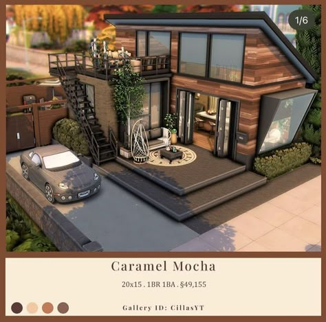 Sims 4 Loft, Sims 4 Modern House, Sims 4 Houses Layout, Sweet Home Design, Sims 4 House Plans, Sims 4 House Building, Small Modern Home, House Floor Design, Sims 4 House Design