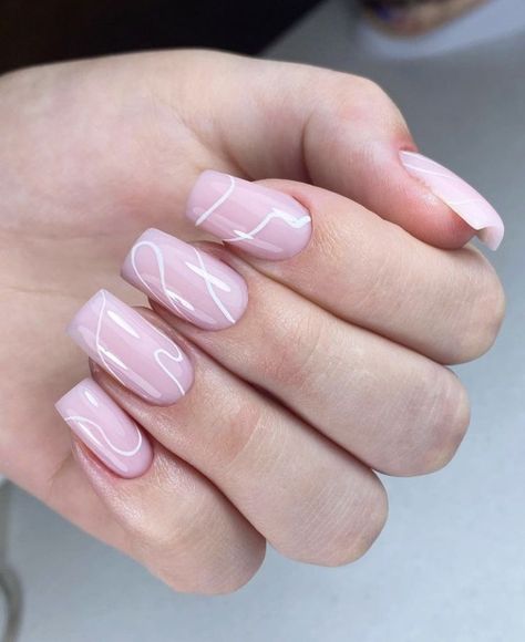 Soft Pink Nail Designs, Gold Nails White, Abstract Nail Designs, Ombre Nail Ideas, Light Pink Nail Designs, Pink And White Ombre, Feminine Colors, White Nails With Gold, Pale Pink Nails