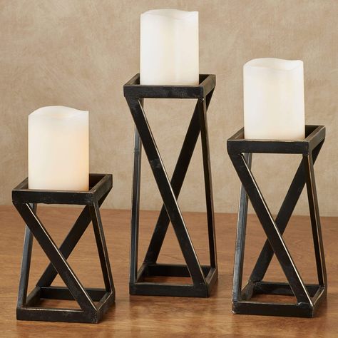 PRICES MAY VARY. 🕯️ SIGNATURE SELECTION 🕯️ - Selected with you in mind, these candleholders are one of our favorite contemporary choices. Without a doubt in our heart, we believe you are worthy of pillar candle decor as unique and beautiful as you. Decorate your home or office atmosphere with distinction, using this dynamic choice. 🕯️ SPLENDOROUS EXPERIENCE 🕯️ - Imagine for a moment, sitting by the fire, dining with guests, lounging in the living room and before your eyes is something meanin Rustic Wood Candle Holders, Farmhouse Candle Holders, Candle Modern, Candle Display, Black Candle Holders, Modern Candle, Modern Candle Holders, Large Candle Holders, Modern Candles