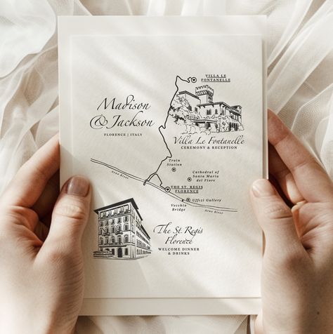 Custom Wedding Map Illustration With 2 Venues | Destination Wedding Invitation | Wedding Venue Illustration | DIGITAL DOWNLOAD Map Invitation Wedding, Wedding Map Illustration, Wedding Maps, Wedding Venue Illustration, Map Invitation, Map Wedding Invitation, Custom Wedding Map, Venue Sketch, Destination Wedding Invitation